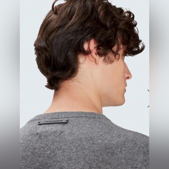 7 For All Mankind Sweaters Mens Cashmere Crew Dark Grey - Picture 4 of 5